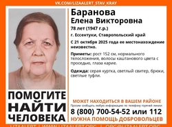 Волонтёры ищут пропавшую 78-летнюю женщину в Ессентуках
