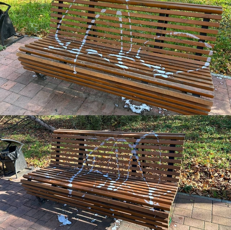 Вандалы разрисовали лавочку в Ессентуках